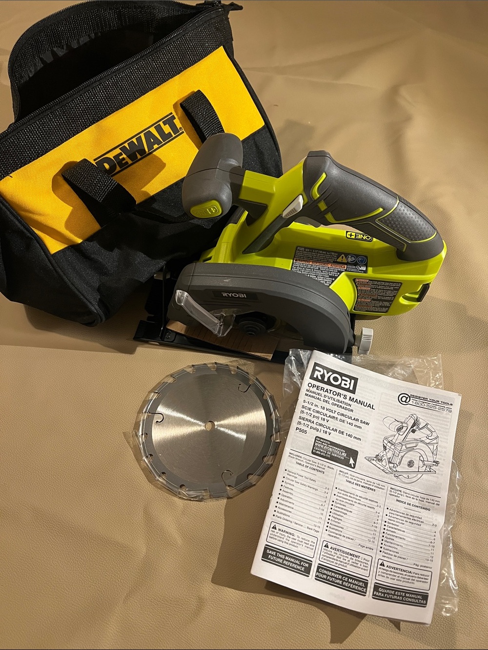 Ryobi dewalt travel bag Green Cordless Circular Saw with Carry Bag